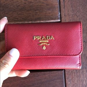 Prada key holder red